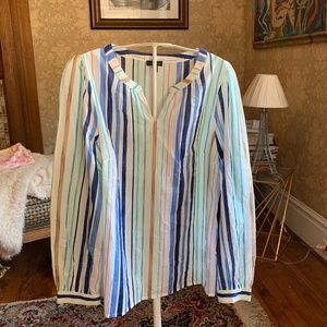 Talbots 100 percent cotton  striped blouse.‎ Never worn. Button abs bag attached